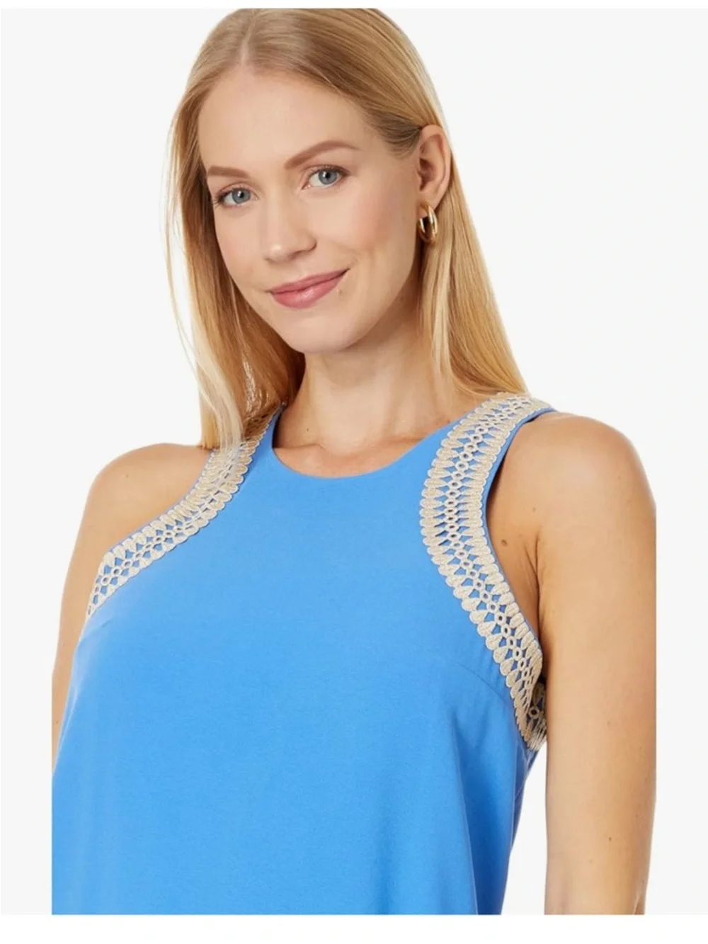 Lilly Pulitzer Amayah Soft Shift Blue Sleeveless Dress with Lace Trim sz 8 - Picture 12 of 12